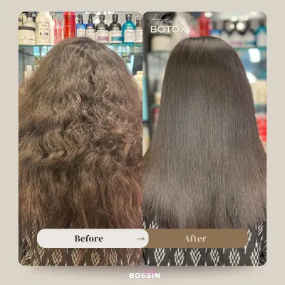 A perfect example of our Hair Botox treatment's power. We took this frizzy, hard-to-manage hair and transformed it into a smooth, glossy, and healthy-looking mane that is now easy to style and maintain.
