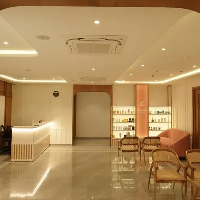 A view of our modern and serene waiting area. We've designed our clinics with comfortable seating and a calming aesthetic, ensuring your visit is relaxing from the moment you walk in.