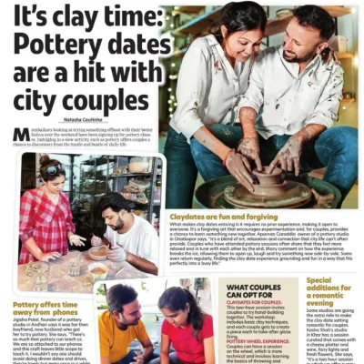I was so honored to be featured in the Bombay Times for our popular 'Clay Dates'. Sharing my story and passion for pottery with a wider audience was a humbling and incredibly grateful moment for me.