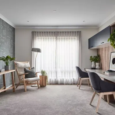 Our New South Wales, Australia project exudes a workspace with a harmonious blend of modern minimalism and organic warmth. Bespoke cabinetry, earthy textures, and subtle greenery infuse the space with refined Australian elegance.