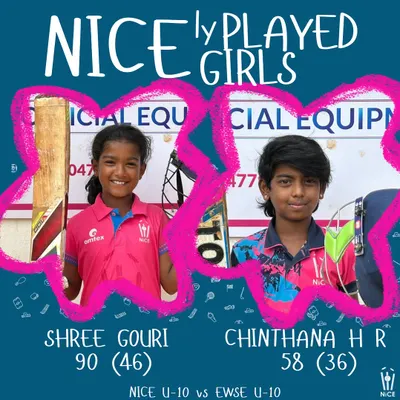 Our little champions are already making a big impact. Shree Gouri (90 off 46) and Chinthana HR (58 off 36) with fantastic scores in an U-10 practice match.