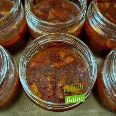 For those who prefer a healthier option, my Sweet and Sour Lemon Pickle is made with absolutely no oil. I use large, juicy winter lemons and a mix of spices with sugar or jaggery to create this delicious, tangy condiment. It's a perfect accompaniment for parathas and theplas.