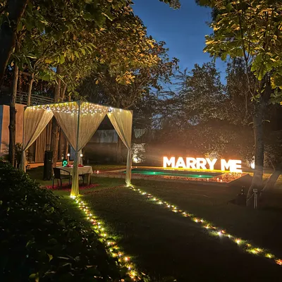 We love being a part of your special moments. This magical proposal setup on our party lawn is just one example of how we can help you create an unforgettable private celebration.