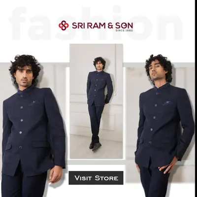 Exude unmatched sophistication with the impeccable allure of a Bandhgala. This navy blue Jodhpuri suit is versatile and timeless.