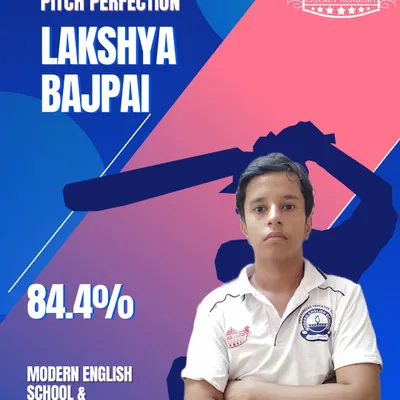 Balancing books and cricket is a skill we value. Congratulations to Lakshya Bajpai for scoring 84.4% in his academics.