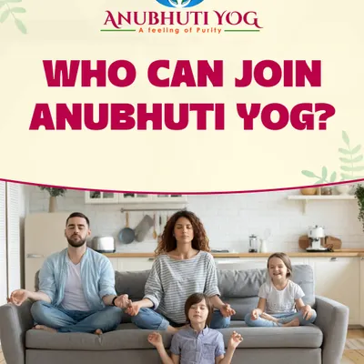 Who can join Anubhuti Yog? Everyone. This image of a family meditating together perfectly captures our philosophy that yoga is a practice for all ages to share.