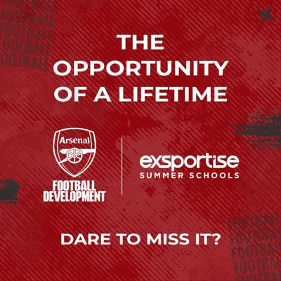 The opportunity of a lifetime. We are proud to partner with Arsenal Football Development to offer a summer school program in England. This is your chance to train with top coaches and play the Arsenal way.