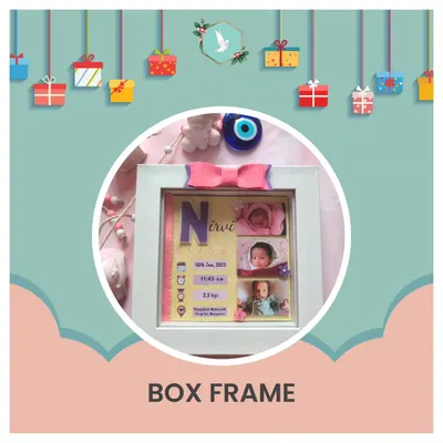 Our personalized box frames are a perfect way to celebrate a new baby. We combine photos with the baby's name, birth date, weight, and other details to create a beautiful keepsake for the nursery.