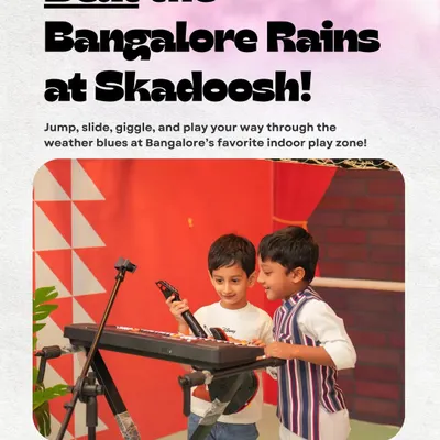 Bangalore rains won’t stop the fun. Skadoosh is the perfect indoor escape, offering a safe, dry, and endlessly entertaining play zone for kids to enjoy, no matter the weather.