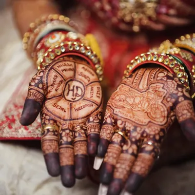 This is what happens when a bride's passion meets my art. I loved creating this custom bridal mehendi, featuring a detailed bullet motorcycle for the groom and a beautiful wheel of names for her family, all woven into a traditional design.
