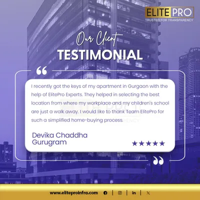 "They helped in selecting the best location... a simplified home-buying process." We are delighted to share these kind words from our esteemed client, Mrs. Devika Chaddha. Helping you find your dream home is our greatest pleasure.