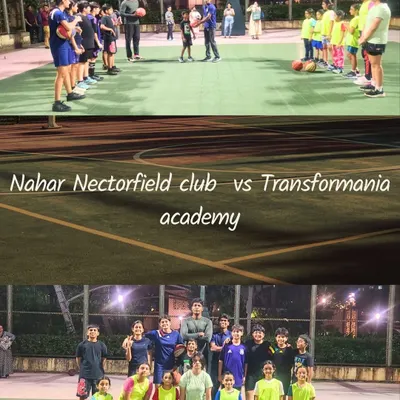 An inter-club basketball practice match between Nahar Nectorfield Club and Transformania Academy. We facilitate these crucial matches that help teams prepare for major tournaments.