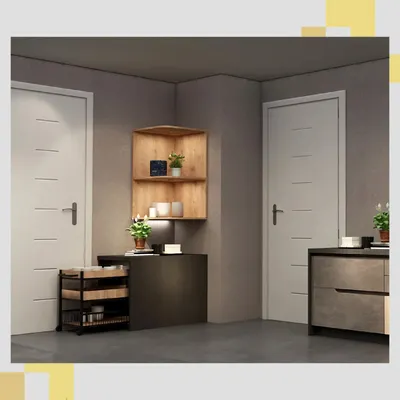 We make use of every available space. This compact corner unit combines an open, lit shelf for display with a practical base cabinet, perfect for adding functional storage to a hallway or entryway.