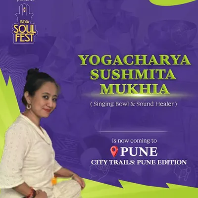 An event poster for my sound healing session at the India Soul Fest in Pune. I love having the opportunity to bring the magic of sound therapy to new cities and communities.