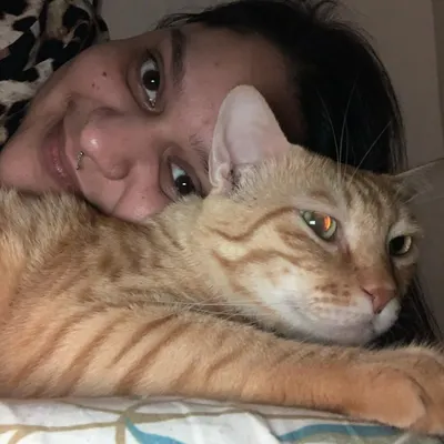 Just me and my santra billi, Yoda. Cuddles like these are the best medicine and give me the strength to keep going, even on tough days.