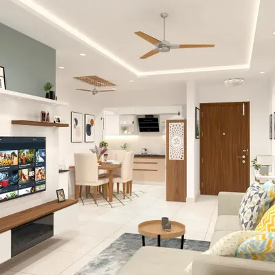 We design kitchens that are beautifully integrated into your home. This open-concept layout connects the kitchen with the living and dining areas, creating a bright, airy, and cohesive space for family life.