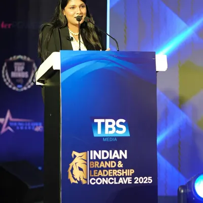 A focused moment at the podium during the TBS Media Indian Brand & Leadership Conclave. I ensure every segment, from keynote speeches to award announcements, is delivered with clarity and polish.