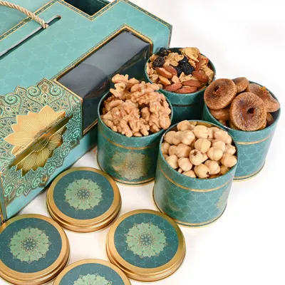 This is the kind of clean, crisp imagery I create for e-commerce brands that want to convey a sense of luxury. For this dry fruit hamper, I focused on a bright, white background to make the elegant teal and gold packaging pop, while ensuring the textures of the walnuts, figs, and hazelnuts are clearly visible.