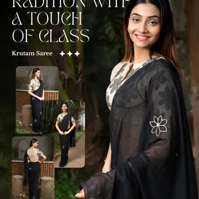 Tradition with a touch of class. The Krutam Saree, paired with a floral print blouse, is my way of saying you don’t need a crown to feel like royalty.
