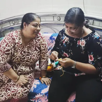 This is what my classes are all about: personal attention and shared joy. I keep my batches small so I can sit with each student, guide their hands, and make sure they feel confident and happy with every stitch they learn.