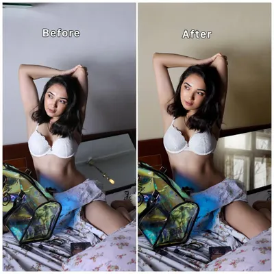 Before and after: A simple color grade and skin retouch can completely change the mood of a portrait, making it warmer and more intimate.