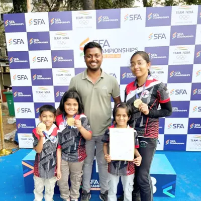 Celebrating a huge haul of 7 medals, including 6 golds, at the SFA Archery Championship in Mumbai. Here I am with our young champions and their well-deserved awards.