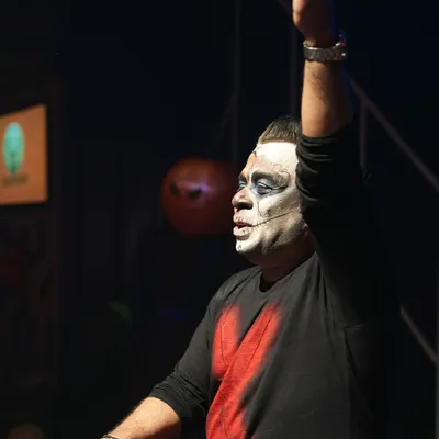 In full costume for my Halloween set at Sunburn Union. I love getting into the spirit of themed parties.
