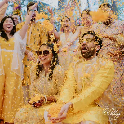 There's nothing like the pure joy of a 'phoolon ki haldi'. I love creating these moments where the couple is showered with love and flower petals by their friends and family.