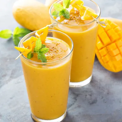 Our deliciously refreshing mango milkshake, made with real fruit. It's a perfect way to cool down and enjoy the taste of summer in a glass.