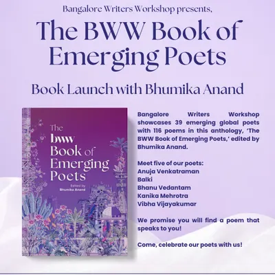 We love celebrating new voices. Here we are hosting the book launch for 'The BWW Book of Emerging Poets', a wonderful anthology from the Bangalore Writers Workshop.
