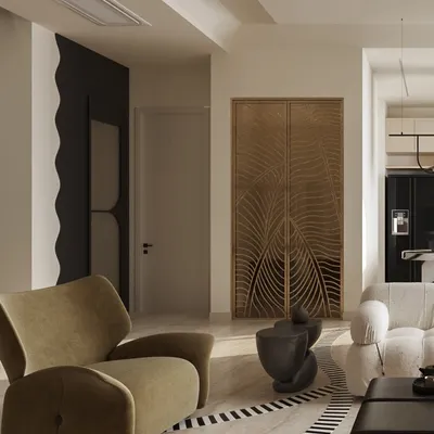 This living area is a celebration of artistic expression. The sculptural TV unit, bold side tables, and statement coffee table each have their own identity, yet they come together in perfect visual harmony. It’s an eclectic and expressive space, full of personality.