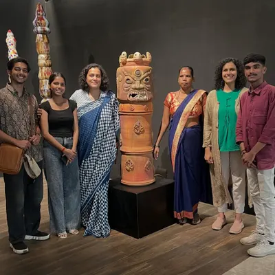 With my team and family at the exhibition opening of my sculpture, the Navrasa Stambh. Art is wonderful online, but sharing the energy of a piece in reality is a special experience. I'm so grateful for the support.