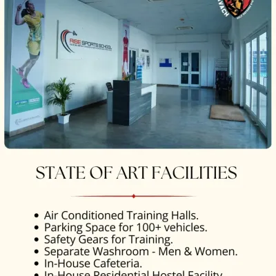 We train at a state-of-the-art facility with air-conditioned halls, safety gear, and separate washrooms. We also offer parking and an in-house residential hostel facility.