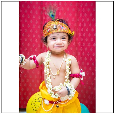A joyful moment from one of my popular 'Little Krishna' themed photoshoots. I provide all the costumes and props to create these adorable and memorable portraits for your child.