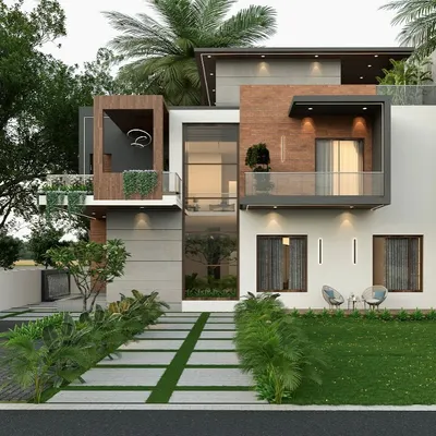 This modern villa render is a prime example of our exterior visualization. We meticulously model the structure, the textures of wood and stone, the reflections in the glass, and the surrounding greenery to give you a complete and accurate picture of your future home's curb appeal.
