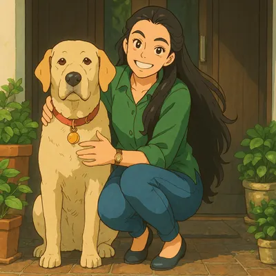 This is an artist's rendering of me and my sweet Labrador, Hugo. He was my first taste-tester and my biggest inspiration. His memory fuels my passion to provide the best for every dog.