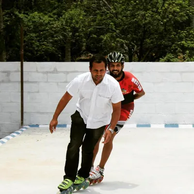 Having some fun on the rink. Even a casual skate with a friend is a good time.