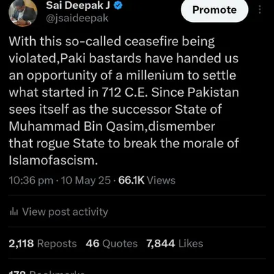 My position is clear: Pakistan is a successor state to the ideology of Muhammad Bin Qasim. To break the morale of Islamofascism, this rogue state must be dismantled and the process of Ghar Wapsi for its lands must begin.