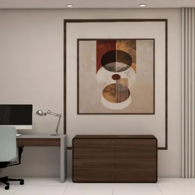 This is a photorealistic 3D render I created for a client's home office. This visualization helps in finalizing the layout, furniture selection, color scheme, and decor before any physical work begins, ensuring you are 100% happy with the plan.