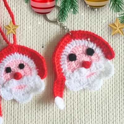 My crochet Santa Claus for Christmas. You can use it as a decoration for your tree, a key ring, or even put it on a handmade Christmas card.