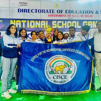 Celebrating a major victory as the CISCE team, under our guidance, wins the overall championship at the National School Games 2023 in Delhi. We handle the coordination that allows teams to focus on winning.