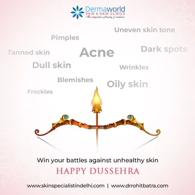 This Dussehra, let's win the battle against unhealthy skin. We wish you a festive season filled with radiance and confidence. Happy Dussehra!