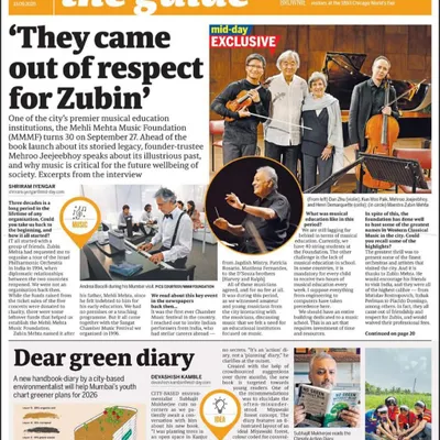 We were featured in a Mid-Day exclusive where our Founder-Trustee, Mehroo Jeejeebhoy, spoke about the illustrious past of the foundation as we turned 30 and the importance of music for the future.