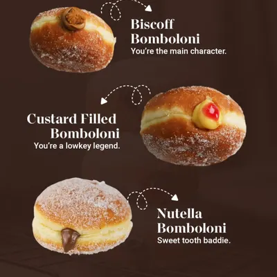 What does your Bomboloni order say about you? Whether you're a main character with Biscoff, a lowkey legend with Custard, or a sweet tooth baddie with Nutella, we've got you.