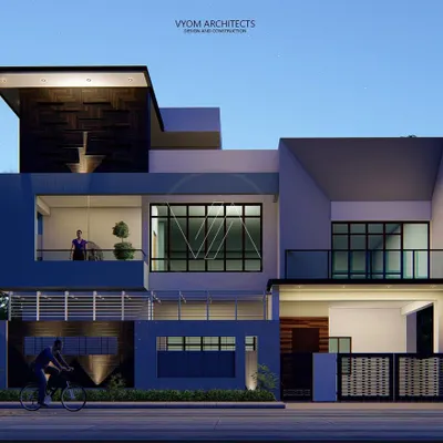 The primary 3D render for the Arun Reddy residence in Hosur. This was the vision: a Vastu-compliant, contemporary home defined by its unique angular walls and a balance of solid and open spaces.