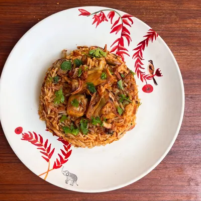 This is not just a pretty face. My tender jackfruit biryani is a true star. I cook the jackfruit until it's soft enough to soak up all the masala, yet firm enough to hold its texture. A true vegetarian delight.