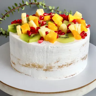 This is where the Naked Cake series begins: the Fresh Fruit cake. It features a soft vanilla sponge layered with a variety of seasonal fruits like kiwi, pomegranate, and mango, all held together with a light and silky diplomat cream. It’s refreshing, beautiful, and lets the quality of the fruit do the talking.
