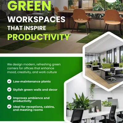 We believe a modern office should be a place that breathes life into your team's work. This gallery showcases how we integrate lush greenery and strategic plant design into corporate environments, creating workspaces that are not just productive but also inspiring. Notice the mix of floor plants, desk arrangements, and green accents that transform a standard office into a vibrant ecosystem.