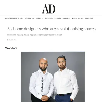 It was an emotional and proud moment for us to be featured in Architectural Digest India. Being named one of the top 6 home designers revolutionizing spaces is a dream come true and a huge validation of our work.