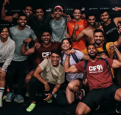The pure joy and energy of our team at the Mumbai Hyrox event. This is what happens when a strong community comes together to test their fitness and have a great time doing it.